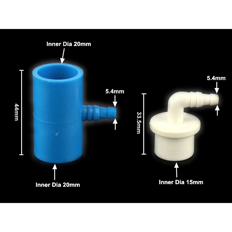 2 cái đường kính bên trong 15 / 20mm đầu nối giảm pvc bể cá ống nước pvc tee / thẳng / đầu nối khuỷu tay