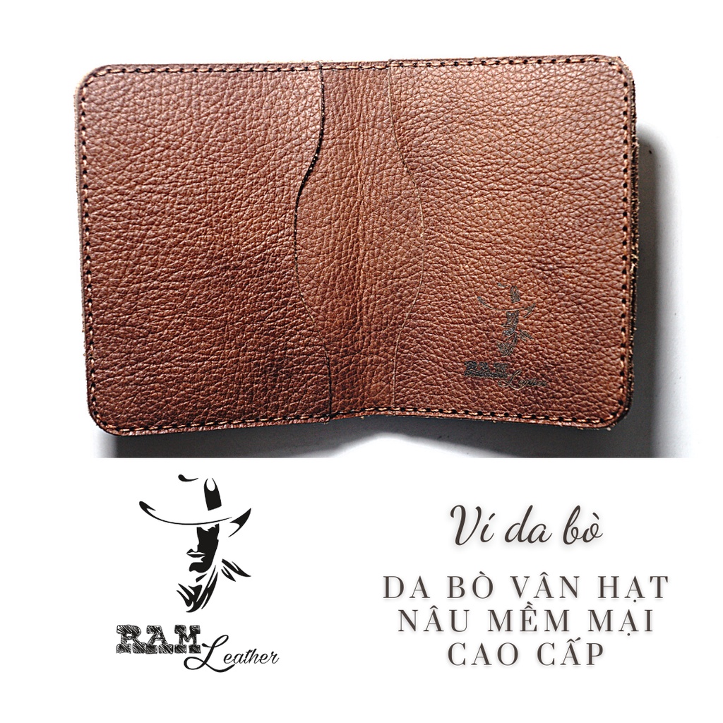 Ví da bò RAM Leather vân hạt vintage cao cấp