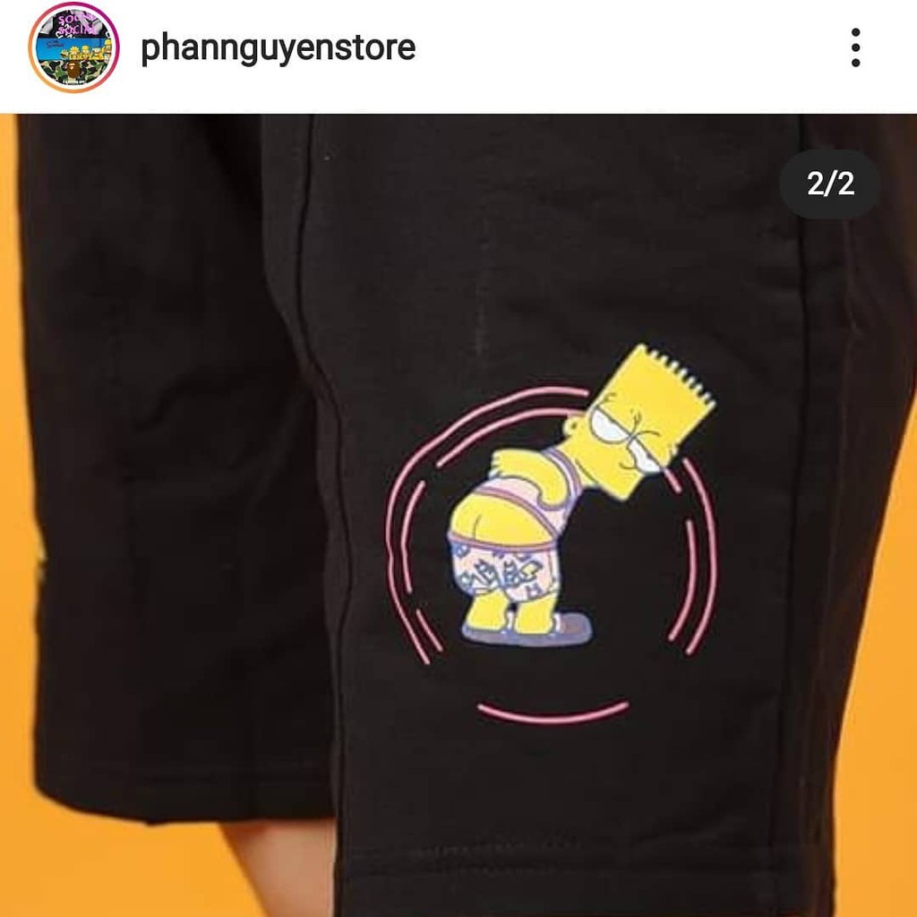 Quần Short Simpsons Thêu - Short Hey You Studio Streetwear Local Brand