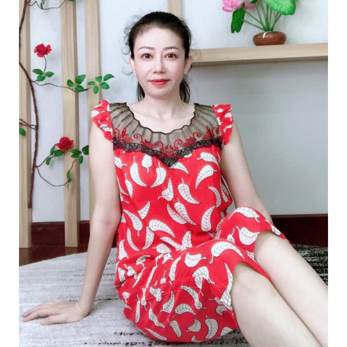 Bộ tole lửng nữ mặc nhà phối ren cổ siêu sang Hàng bao đẹp.