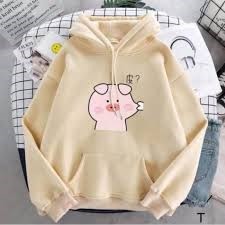 Áo hoodie nữ, áo in hình lợn béo dễ thương.