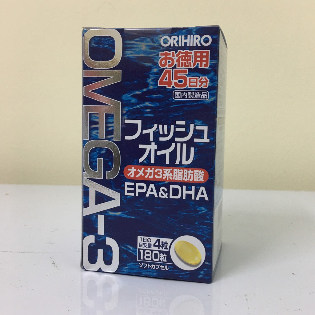 Dầu cá Omega 3 Orihiro fish oil, Omega 3 EPA & DHA Orihiro Nhật Bản hộp 180 viên