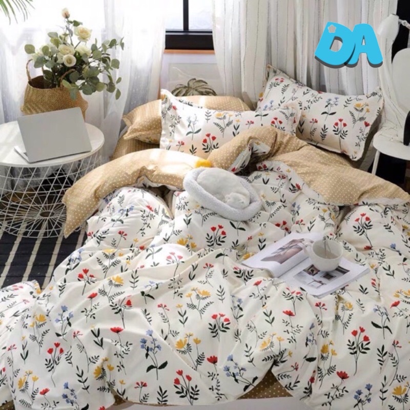 Chăn ga gối cotton poly họa tiết hoa - Mẫu hoa cổ điển