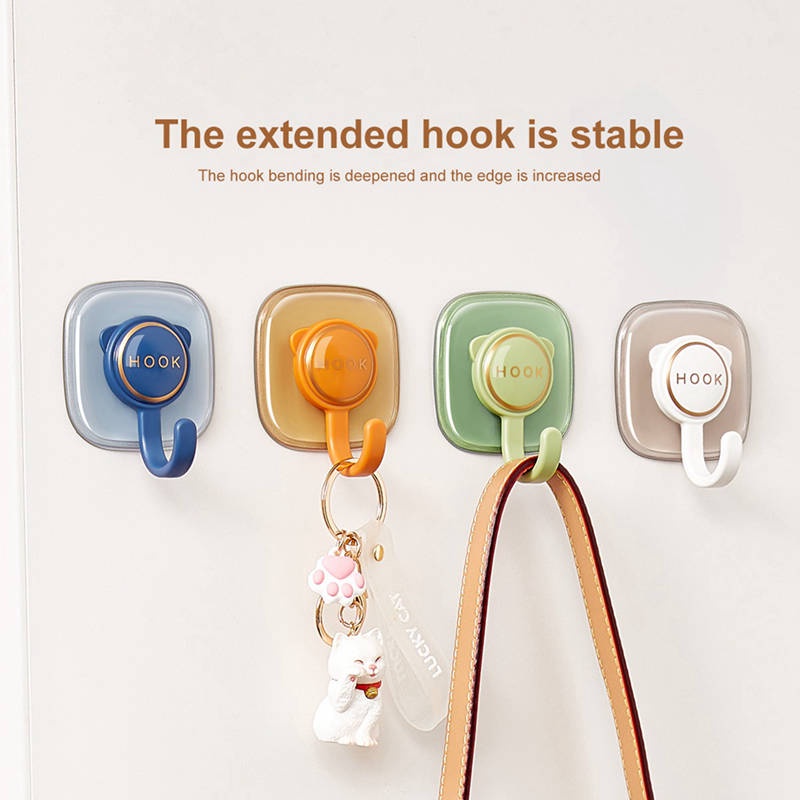 Set 4 Móc Treo Đồ Dán Tường Chịu Tải Lớn Không Để Lại Dấu Vết Thiết Kế Dễ Thương Cho Nhà Tắm