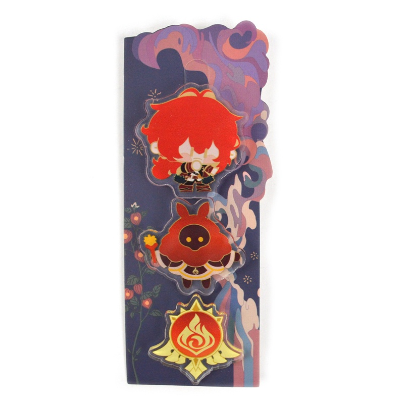 Ygt Bộ 3 Huy Hiệu Cài Áo Hình Anime Genshin Va Chạm # 1