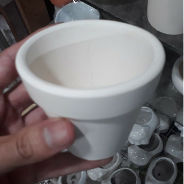 Chậu đất nung trắng 7cm