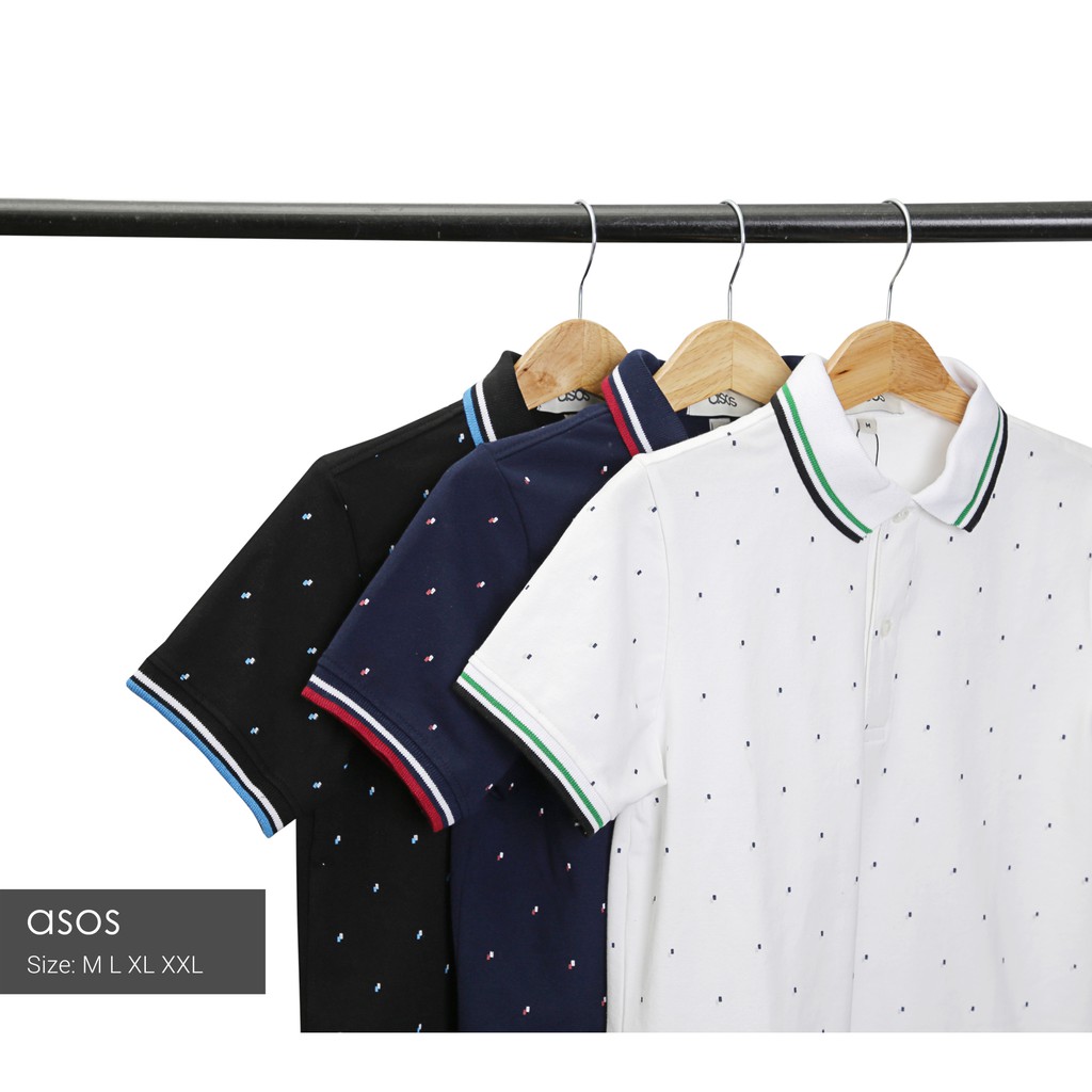 Áo Thun Nam Polo Cá Sấu ngắn tay có cổ màu xanh đen ASOS - Chuẩn Soái Ca