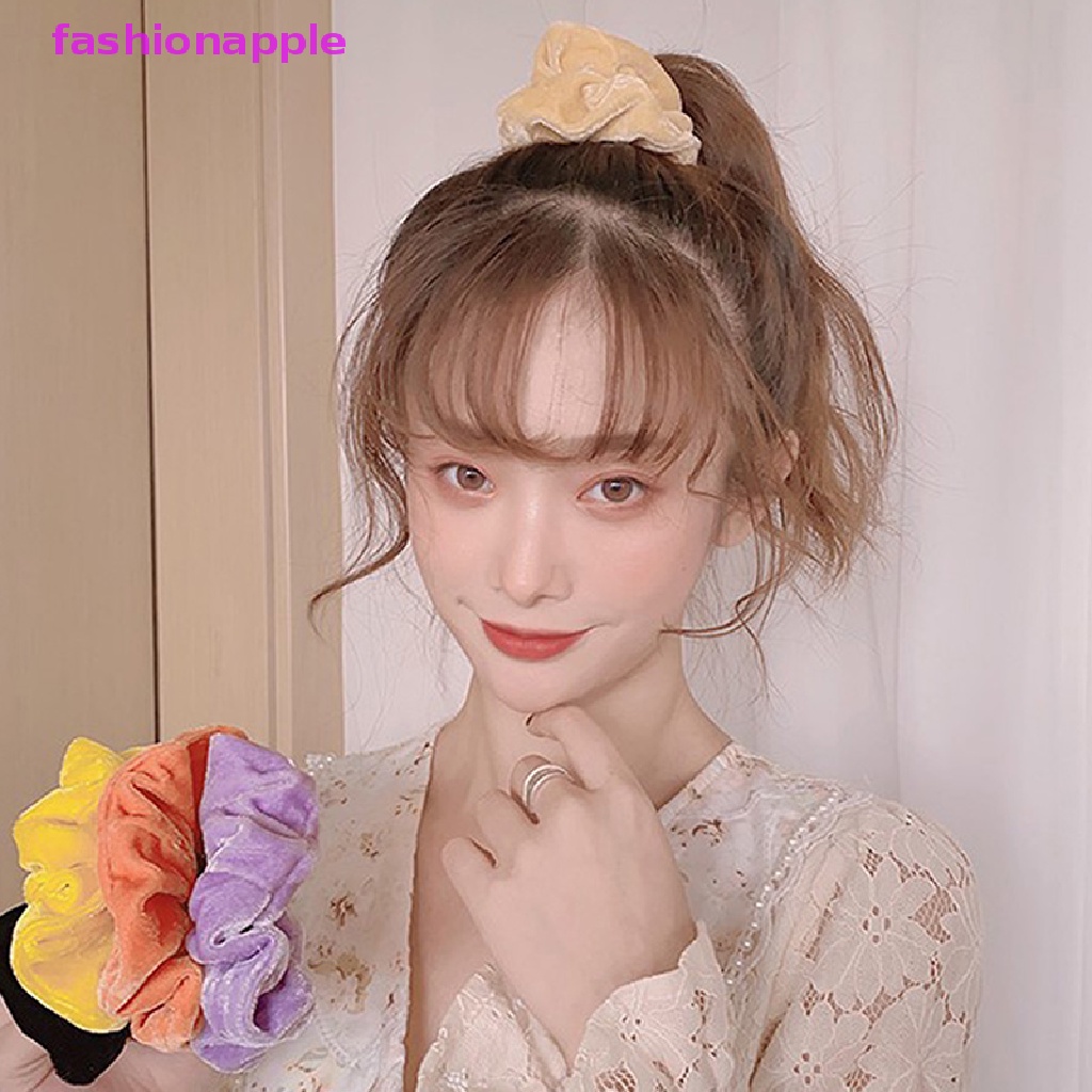 Dây Buộc Tóc Vải Nhung Co Giãn Màu Trơn Xinh Xắn