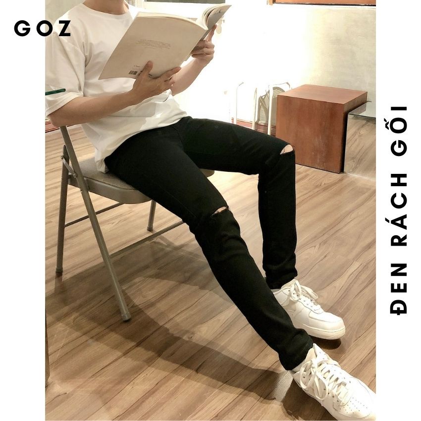 Quần Jean Nam Skinny G-JEANS Màu Đen-Xám Bạc, Phom Ôm, Trẻ Trung, Thanh Lịch,Chất Vải Co Giãn, quần bò nam bigsize