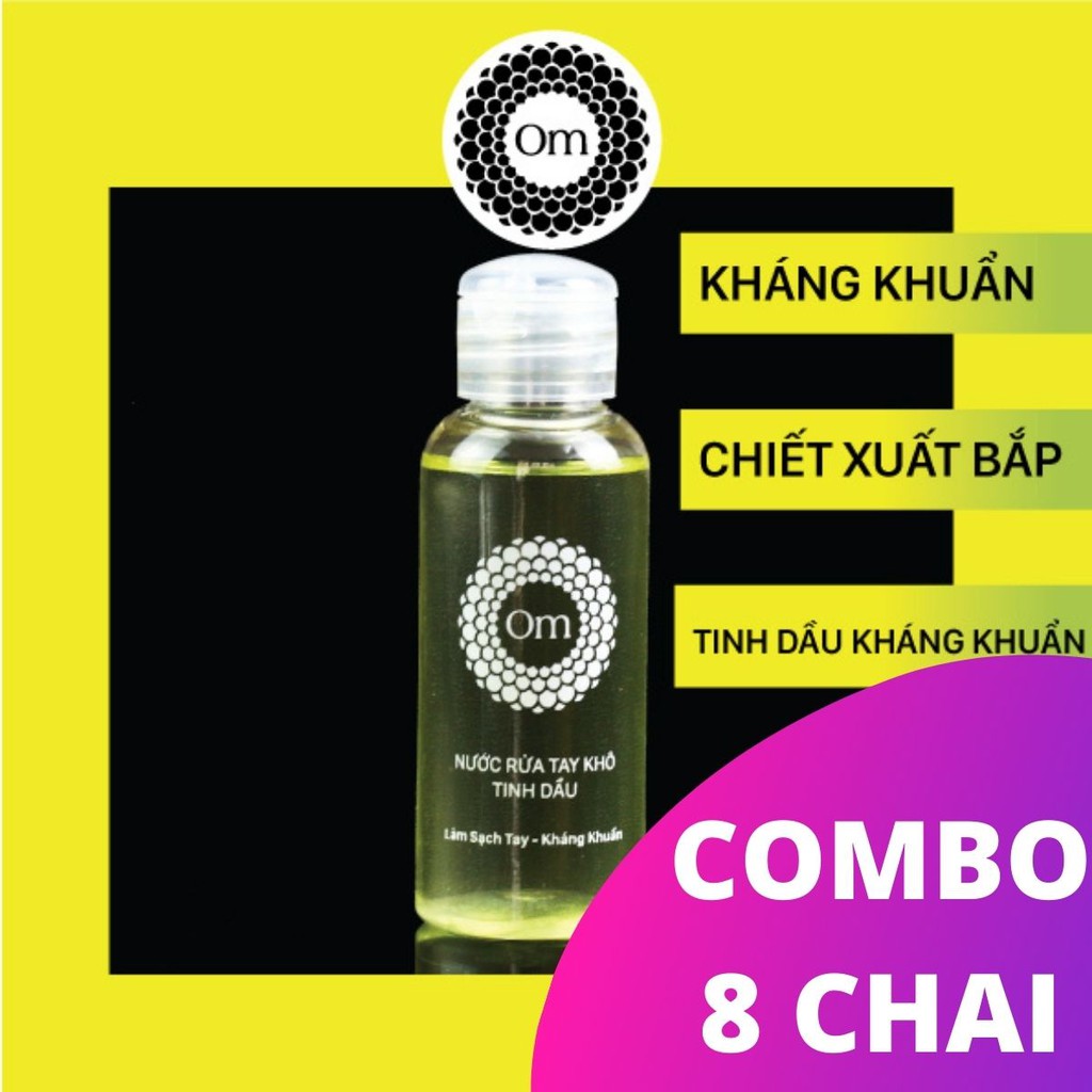 Nước rửa tay khô combo 8 chai, nước rửa tay khô tinh dầu thiên nhiên 50 ml (NẮP BẬT)