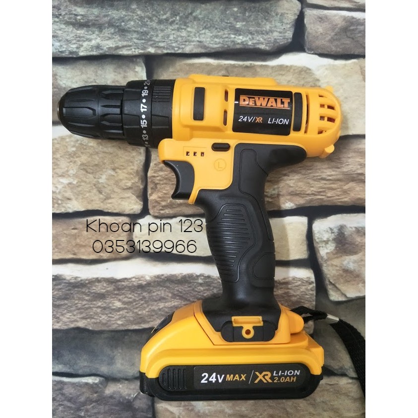 Khoan pin 3 chức năng có búa Dewalt 24v hàng loại 1