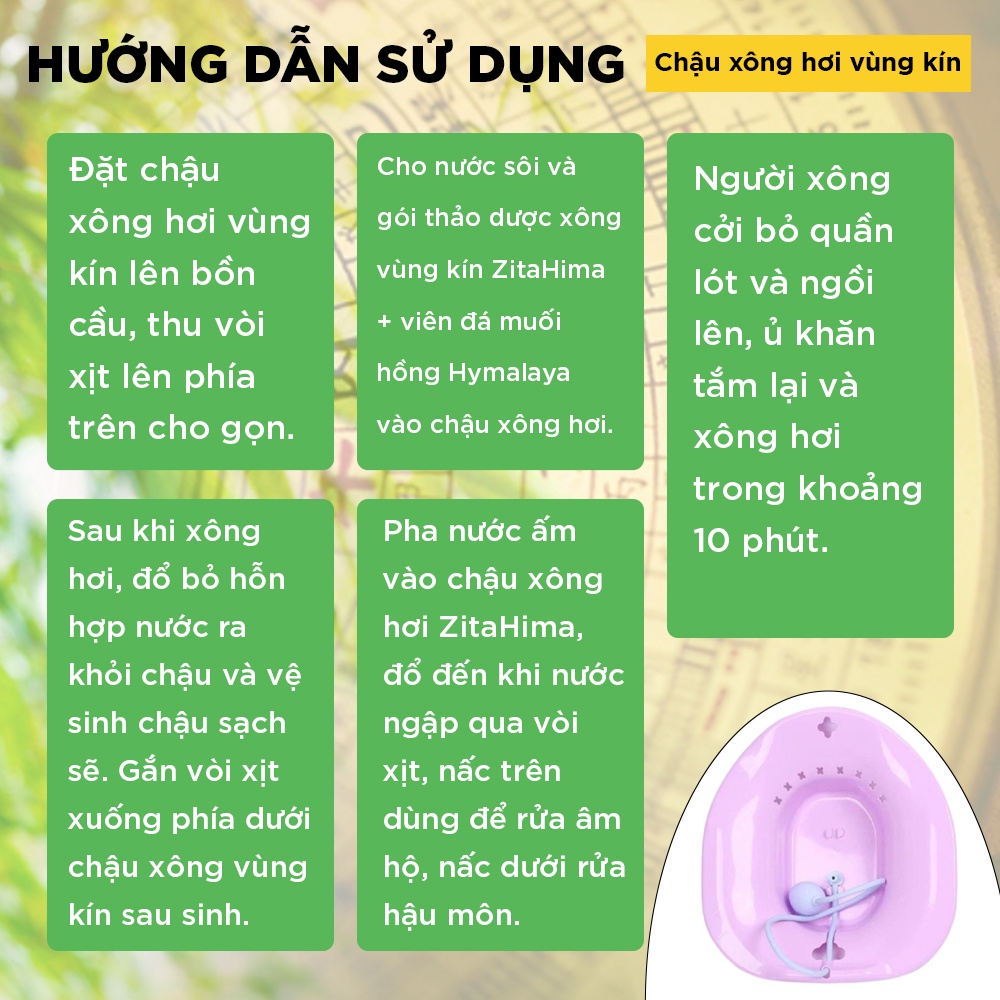 Chậu Xông Hơi Vùng Kín Nhựa Cao Cấp ZitaHima Có Vòi Xịt