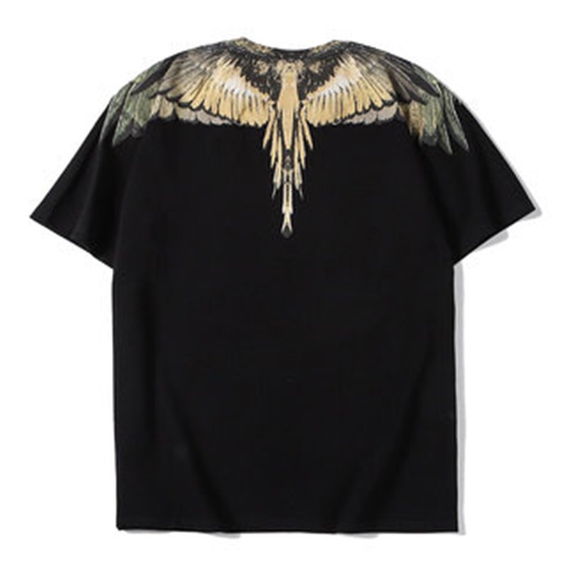 Áo Thun Tay Ngắn Cổ Tròn In Hình Đôi Cánh Màu Vàng Thời Trang Unisex