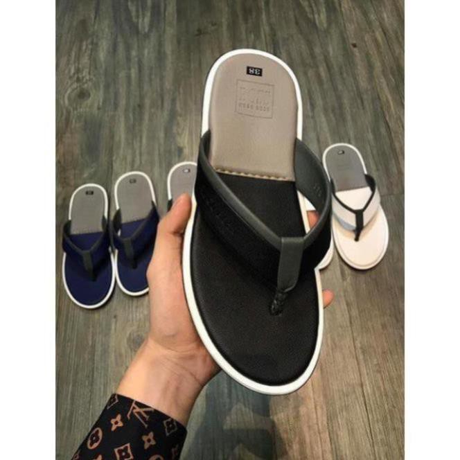 DÉP NAM HU.G.O BOSS 2 MÀU ĐEN XÁM [THÁI]