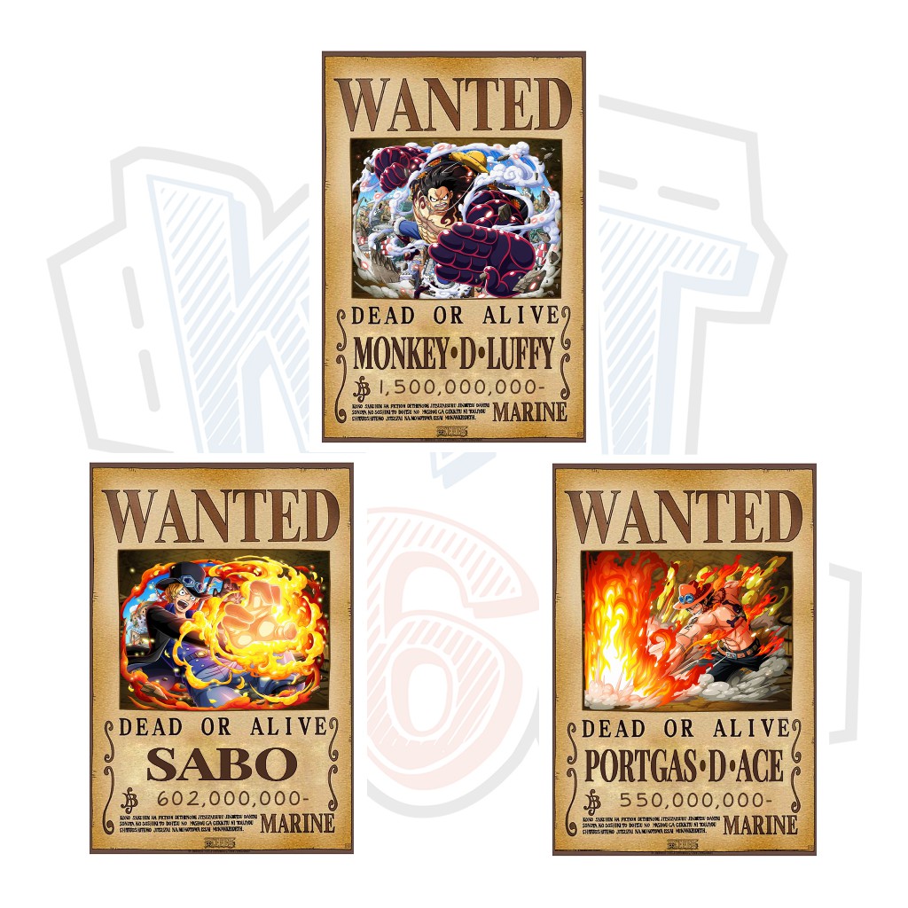 Poster truy nã 3 anh em Luffy, Sabo, Ace ver 2 - One Piece