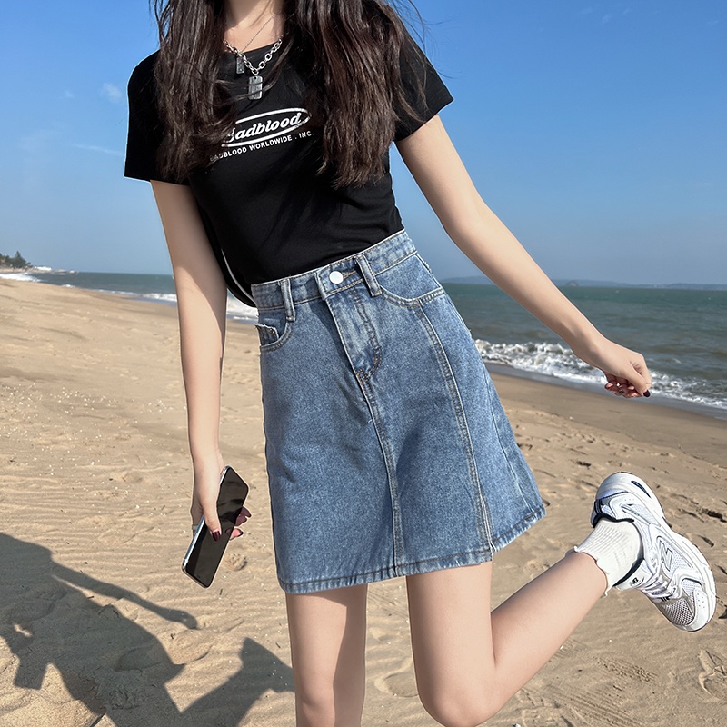 Chân váy jean Lưng Cao Thời Trang Hàn Quốc