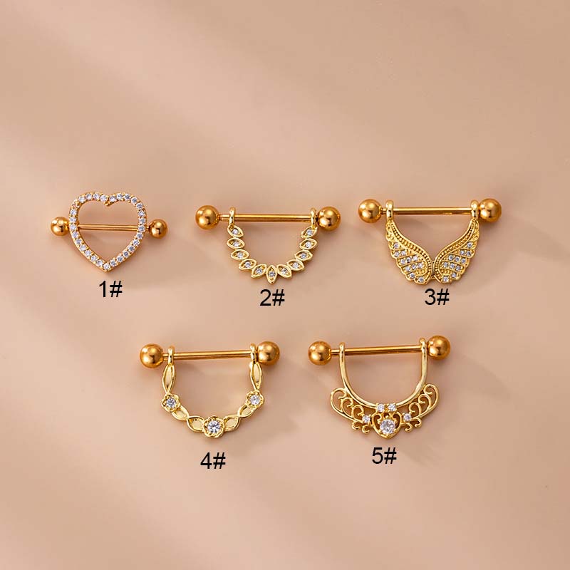 1 Cái Khuyên Nhũ Đeo Cơ Thể Bằng Thép Không Gỉ 14Gauge 19mm Hình Trái Tim