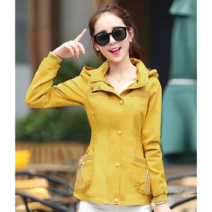 ÁO KHOÁC Nữ Kaki Thời Trang Kèm Mũ Bền Đẹp TCK28081