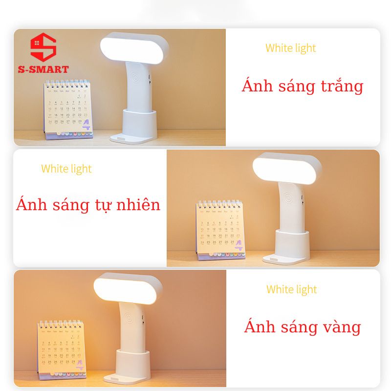 Đèn đọc sách đầu giường, đèn xoay 360 độ, pin 3600mah, tặng kèm củ sạc + dây sạc