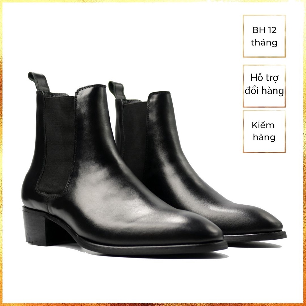 Giày Chelsea boots da bò cao cấp nhập khẩu handmade August shoes CB21T gót thumbnail