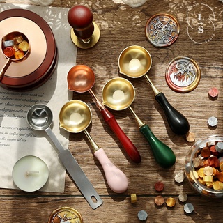 Thìa Nung, dụng cụ nung Sáp Niêm Phong Thư, Thiệp, Quà, Tài Liệu,... Tay Cầm Gỗ Vintage Chất Liệu Cao Cấp