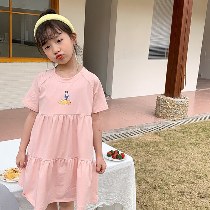 Đầm Công Chúa Mùa Hè Tay Ngắn In Họa Tiết Hoạt Hình Cho Bé Gái Se7en