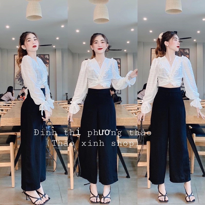 Quần xuông ống rộng cạp cao C20, quần ống sớ dáng culottes lưng cao công sở, học sinh dành cho nữ