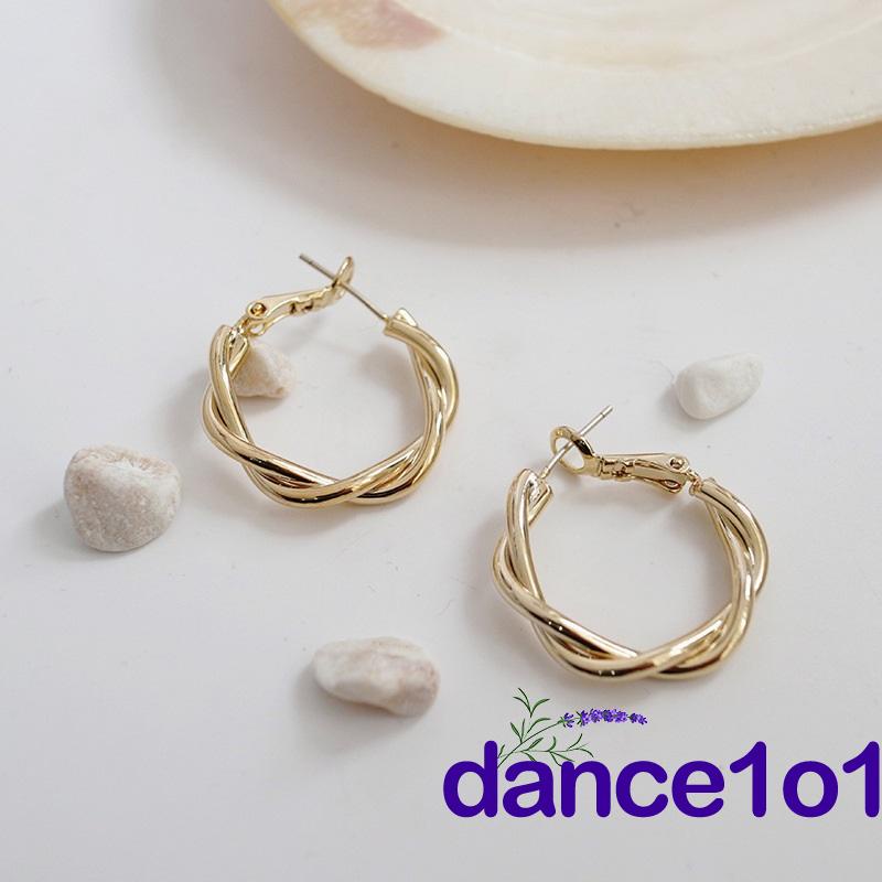 Bông tai màu trơn dạng xoắn hình tròn tinh tế cho nữ