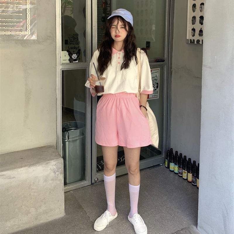 Set Đồ Thể Thao Áo Thun Ngắn Tay + Quần Short Thời Trang Năng Động Cho Nữ