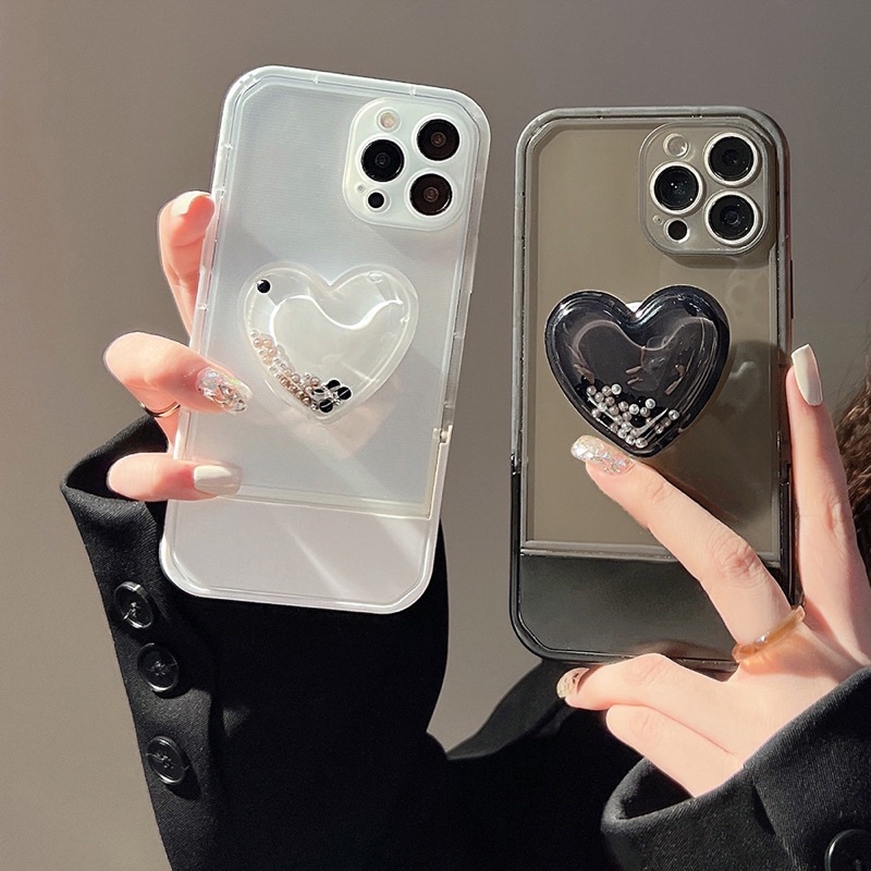 Ốp lưng iphone có thanh đỡ kèm pop trái tim trắng, đen 7plus/8/8plus/x/xr/xs/11/12/13/pro/max/plus/promax