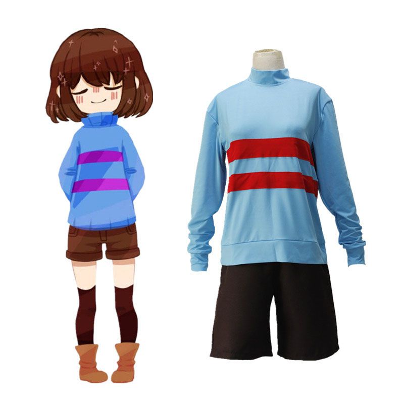 Bộ đồ hóa trang nhân vật Frisk Chara trong game undertale gồm áo thun tay dài phối quần short thời trang ( có bán lẻ) | BigBuy360 - bigbuy360.vn