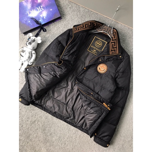 Áo khoác phao nam in vân cổ điển thương hiệu Versace cao cấp