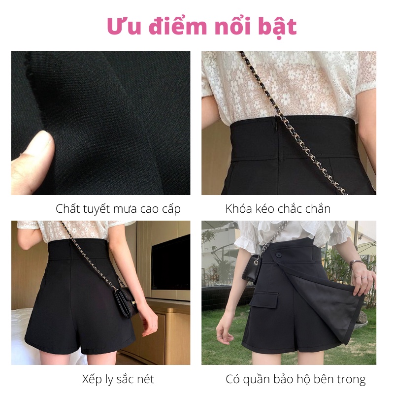Quần giả váy nữ cạp cao 3 khuy tôn dáng sang chảnh có bigsize Mely's Fashion CV12