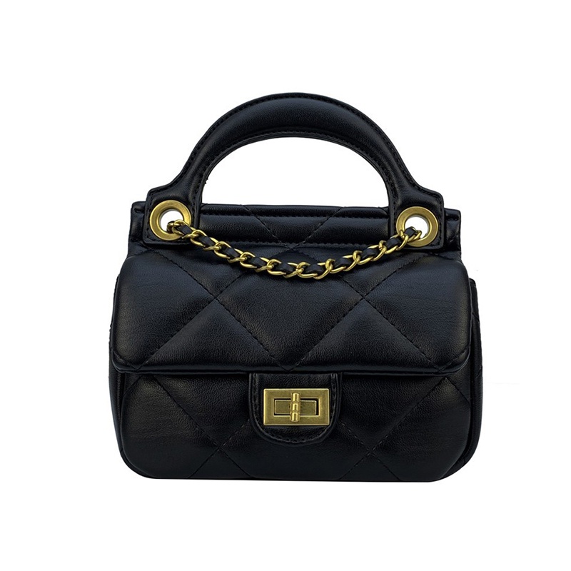 Túi xách IELGY nhỏ đeo chéo vai có khóa phối dây xích và họa tiết hình thoi sang trọng cho nữ