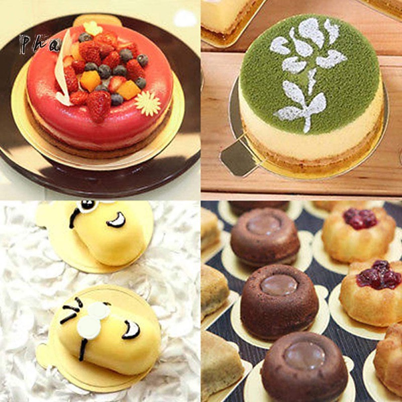 Mini Cardboard Cake Bases 100pcs Golden Mousse Cake Boards Cake Paper Plates Dessert Board Base for Wedding Birthday
