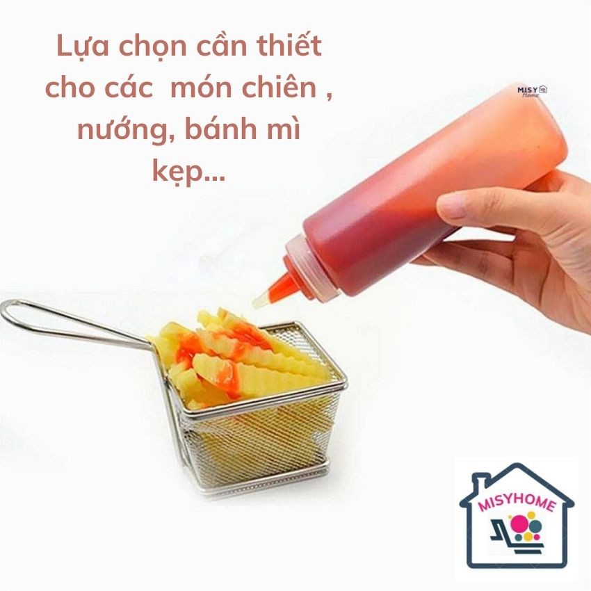 Chai xịt tương ớt 250 500 650ml nhựa đựng sữa đặc tương cà sốt mayonnaise phun kem làm trân châu dầu ăn bình bóp mù tạt