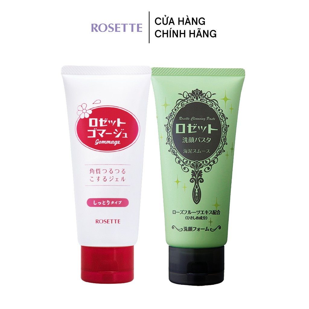 Combo Tẩy Tế Bào Chết Dành Cho Da Khô Rosette Gommage Moist 120g Và Sữa Rửa Mặt Thu Nhỏ Lỗ Chân Lông 120g
