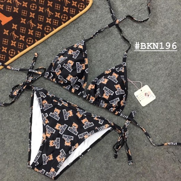[BKN196] &lt;BRAND&gt; SET BIKINI TRIANGLE GẤU MOS.CHINO ĐEN/HỒNG/TRẮNG