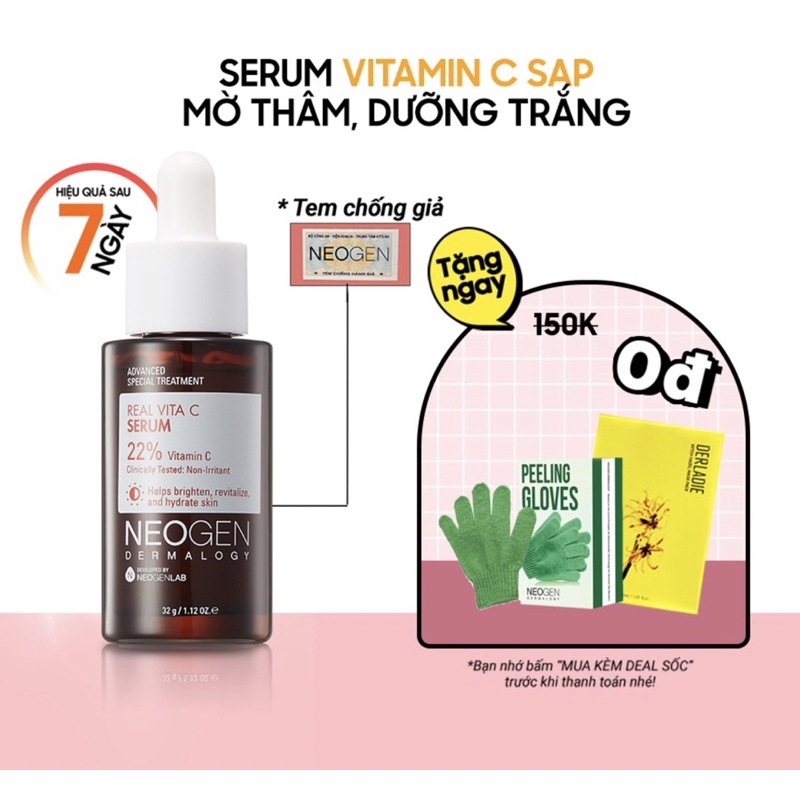 Siêu Tinh Chất Mờ Thâm Dưỡng Trắng Vitamin C SAP 22% Neogen Dermalogy Real Vita C Serum 32ml