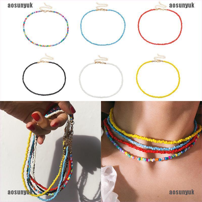 Vòng cổ hạt nhiều màu sắc phong cách bohemia thời trang cho nữ