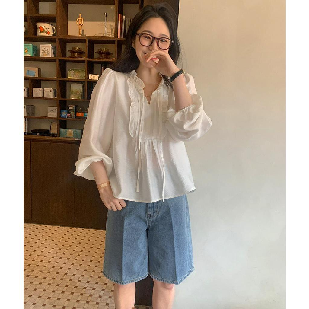 Áo Sơ Mi Cột Dây Dáng Rộng Dài Tay Thời Trang Cá Tính 60676