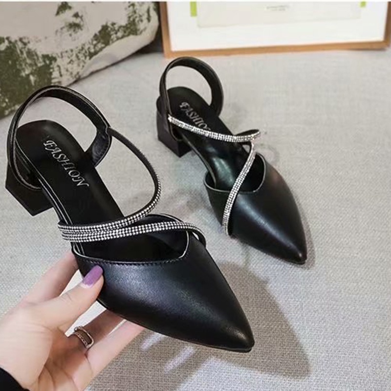 Giày Cao Gót Mũi Nhọn Đính Đá Thời Trang Cho Nữ