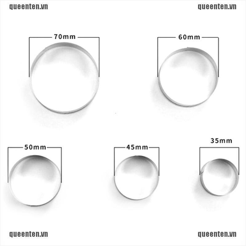 5 Set Round Circle Stainless Steel Cookie Cutter Biscuit DIY Baking Pastry Mold QUVN