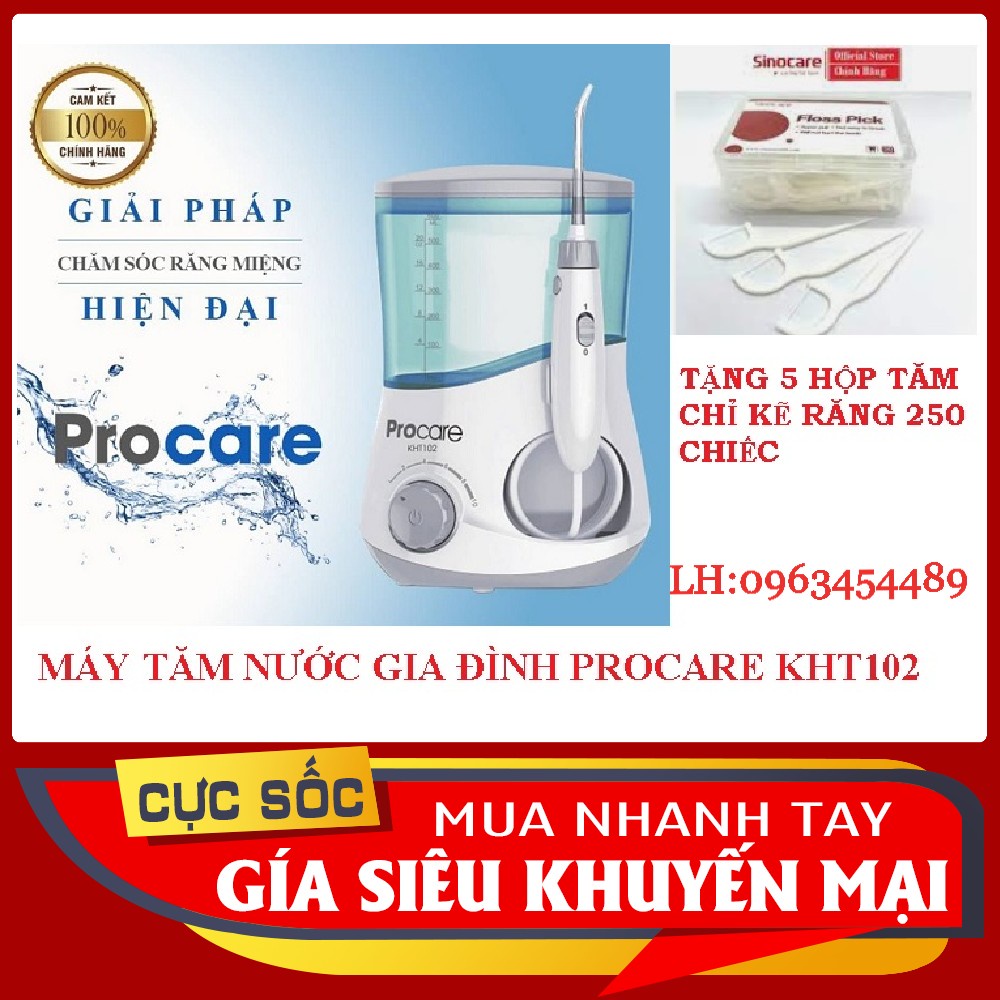 [CÓ QUÀ TẶNG] MÁY TĂM NƯỚC GIA ĐÌNH PROCARE KHT102 +TẶNG 5 HỘP TĂM CHỈ KẼ RĂNG