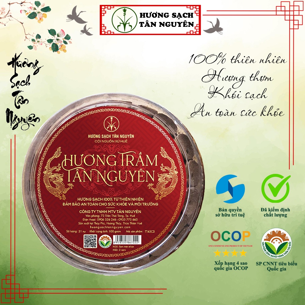 Nụ trầm hương Tân Nguyên, trầm hương xông nhà, thờ cúng 100% thiên nhiên, không hóa chất hộp 45 viên