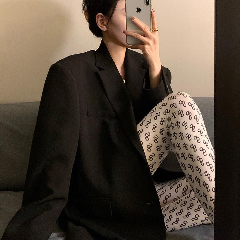 ✼✽₪Áo Khoác Vest Đen Vai Rộng Phong Cách Hồng Kông Hàn Quốc Thiết Kế Dành Cho Nữ