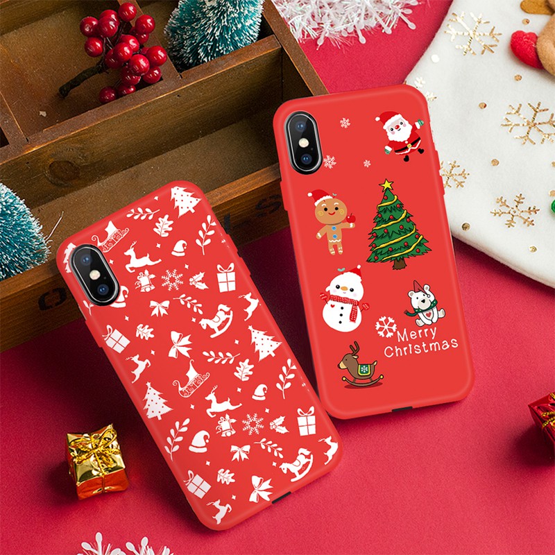 Ốp lưng dẻo silicon hoạt tiết Giáng Sinh cho iPhone 8 7 6 6s Plus XS Max X 10 XR | BigBuy360 - bigbuy360.vn
