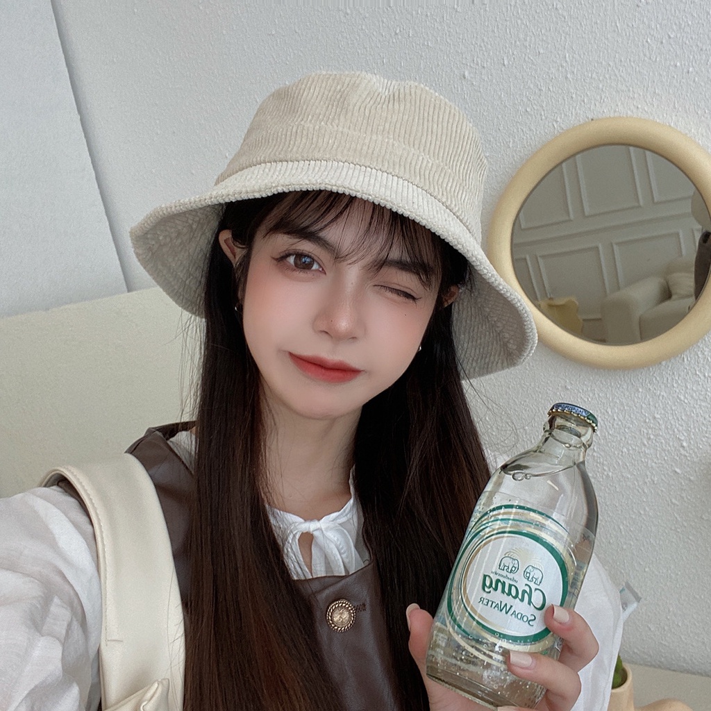 Mũ Bucket Nhung Gân Tăm Màu Trơn Nón Vải Nam Nữ P2184