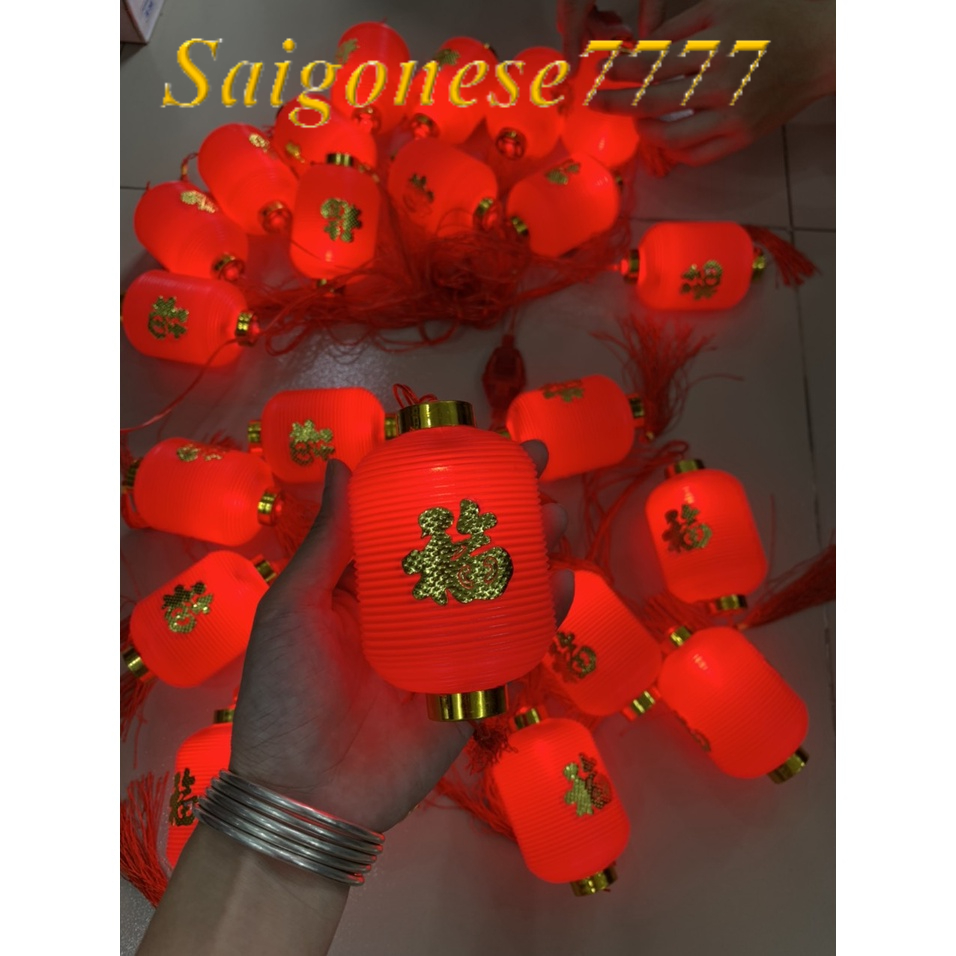 (5 Mét 12 Lồng Đèn-Có Phích Nối Điện) Lồng Đèn Đỏ Treo Tết Red Chinese Lantern