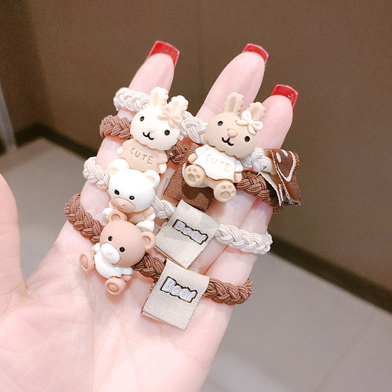 Dây buộc tóc tết co dãn dày dặn hình gấu dễ thương phong cách Hàn Quốc siêu bền